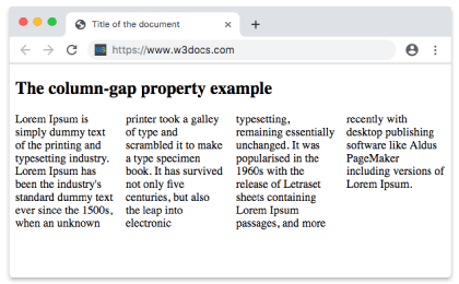Propriété CSS column-gap avec la valeur normal rendue en quatre colonnes