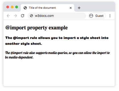 Deux paragraphes mis en forme avec des polices Google importées via la règle CSS @import