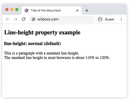 Paragraphe rendu avec la valeur line-height normale par défaut dans un navigateur