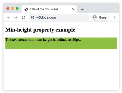 Exemple de sortie de la propriété CSS min-height
