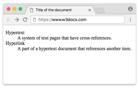 exemple de la balise dl