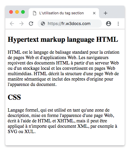 Comment utiliser la balise section