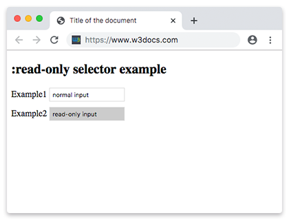 Exemple de sélecteur read-only
